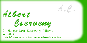 albert cserveny business card